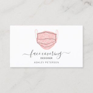 Modern editable pink mask face covering designer business card