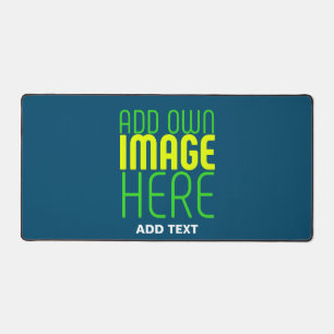 MODERN EDITABLE PRUSSIAN BLUE IMAGE TEXT TEMPLATE DESK MAT