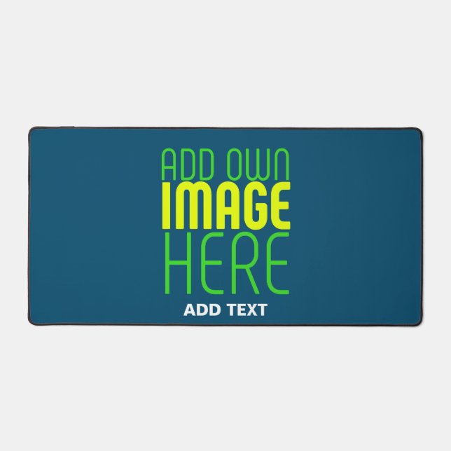 MODERN EDITABLE PRUSSIAN BLUE IMAGE TEXT TEMPLATE DESK MAT (Front)
