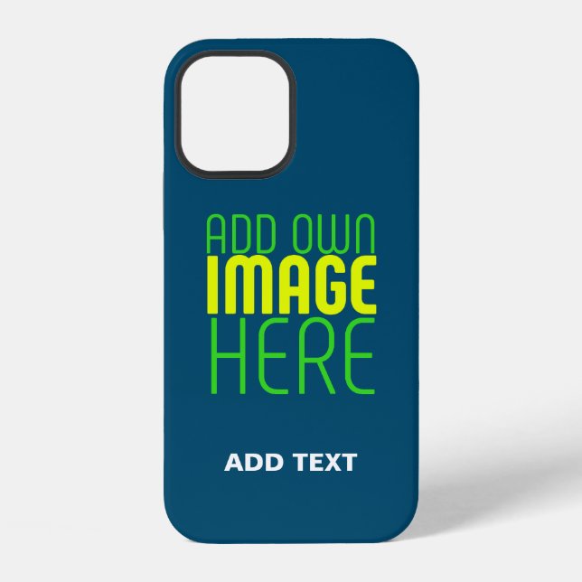 MODERN EDITABLE PRUSSIAN BLUE IMAGE TEXT TEMPLATE iPhone CASE (Back)