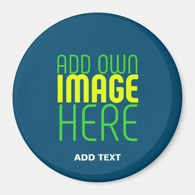 MODERN EDITABLE PRUSSIAN BLUE IMAGE TEXT TEMPLATE MAGNET (Front)