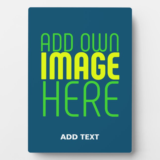 MODERN EDITABLE PRUSSIAN BLUE IMAGE TEXT TEMPLATE PLAQUE (Front)