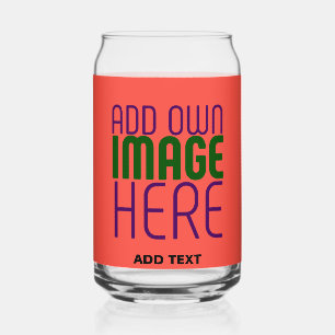 MODERN EDITABLE RED ORANGE IMAGE TEXT TEMPLATE CAN GLASS