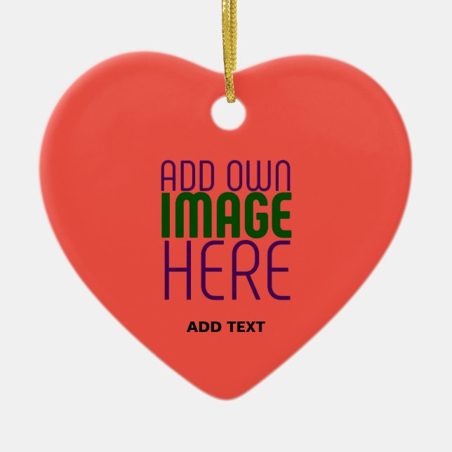  MODERN EDITABLE RED ORANGE IMAGE TEXT TEMPLATE CERAMIC ORNAMENT (Front)