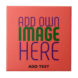 MODERN EDITABLE RED ORANGE IMAGE TEXT TEMPLATE CERAMIC TILE
