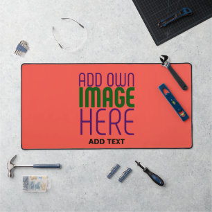 MODERN EDITABLE RED ORANGE IMAGE TEXT TEMPLATE DESK MAT