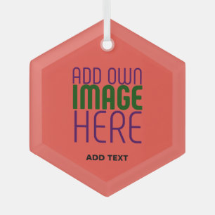 MODERN EDITABLE RED ORANGE IMAGE TEXT TEMPLATE GLASS TREE DECORATION