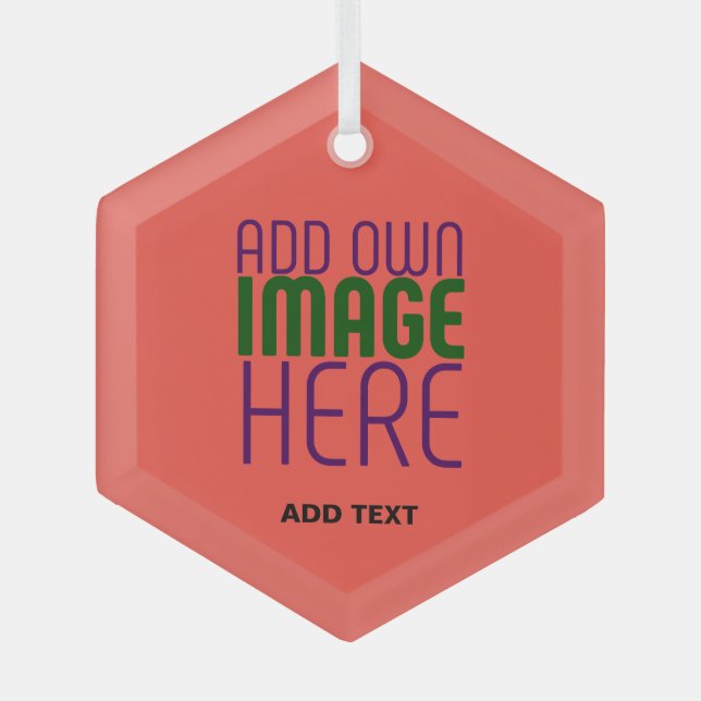  MODERN EDITABLE RED ORANGE IMAGE TEXT TEMPLATE GLASS TREE DECORATION (Front)