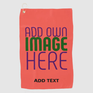 MODERN EDITABLE RED ORANGE IMAGE TEXT TEMPLATE GOLF TOWEL