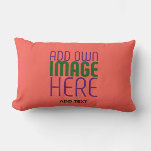 MODERN EDITABLE RED ORANGE IMAGE TEXT TEMPLATE LUMBAR CUSHION