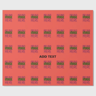 MODERN EDITABLE RED ORANGE IMAGE TEXT TEMPLATE WRAPPING PAPER