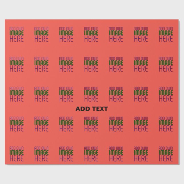 MODERN EDITABLE RED ORANGE IMAGE TEXT TEMPLATE WRAPPING PAPER (Flat)