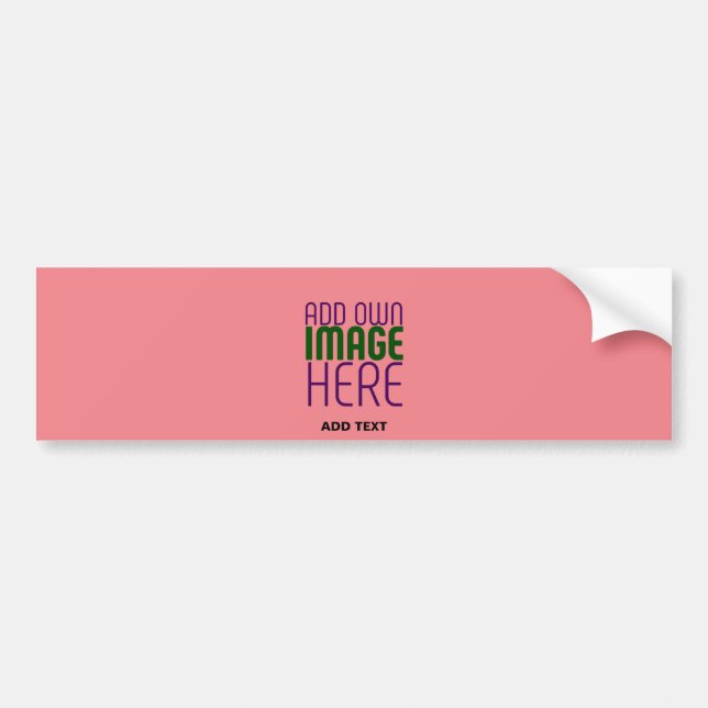 MODERN EDITABLE SALMON PINK IMAGE TEXT TEMPLATE BUMPER STICKER (Front)