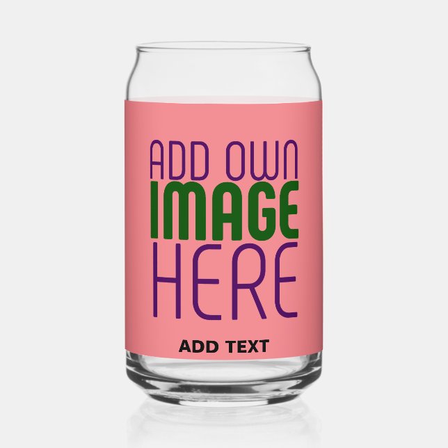 MODERN EDITABLE SALMON PINK IMAGE TEXT TEMPLATE CAN GLASS (Front)