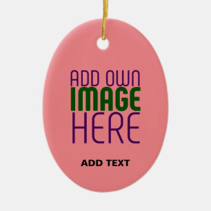  MODERN EDITABLE SALMON PINK IMAGE TEXT TEMPLATE CERAMIC ORNAMENT