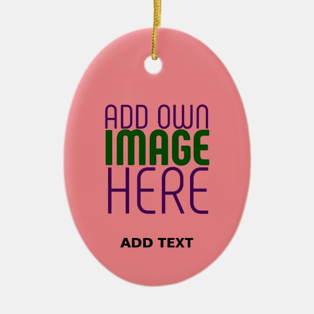  MODERN EDITABLE SALMON PINK IMAGE TEXT TEMPLATE CERAMIC ORNAMENT (Front)