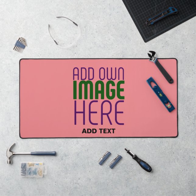 MODERN EDITABLE SALMON PINK IMAGE TEXT TEMPLATE DESK MAT (Workstation)