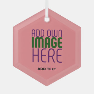 MODERN EDITABLE SALMON PINK IMAGE TEXT TEMPLATE GLASS TREE DECORATION