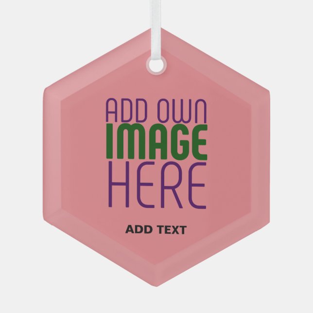  MODERN EDITABLE SALMON PINK IMAGE TEXT TEMPLATE GLASS TREE DECORATION (Front)