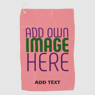 MODERN EDITABLE SALMON PINK IMAGE TEXT TEMPLATE GOLF TOWEL