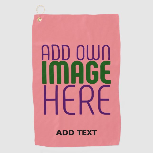 MODERN EDITABLE SALMON PINK IMAGE TEXT TEMPLATE GOLF TOWEL (Front)