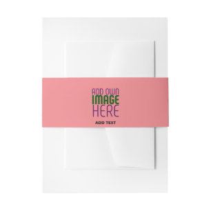 MODERN EDITABLE SALMON PINK IMAGE TEXT TEMPLATE INVITATION BELLY BAND