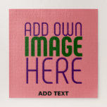 MODERN EDITABLE SALMON PINK IMAGE TEXT TEMPLATE JIGSAW PUZZLE<br><div class="desc">THIS IS A DESIGN FITTING FOR CUSTOMERS.YOU CAN CHANGE, RESIZE OR ADD LOGO, PHOTO, TEXT AND COLOURS THE WAY YOU WANT.THANK YOU.</div>