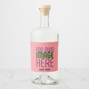 MODERN EDITABLE SALMON PINK IMAGE TEXT TEMPLATE LIQUOR BOTTLE LABEL