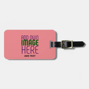 MODERN EDITABLE SALMON PINK IMAGE TEXT TEMPLATE LUGGAGE TAG