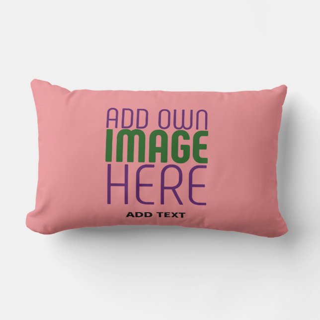 MODERN EDITABLE SALMON PINK IMAGE TEXT TEMPLATE LUMBAR CUSHION (Front)
