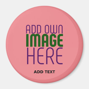 MODERN EDITABLE SALMON PINK IMAGE TEXT TEMPLATE MAGNET