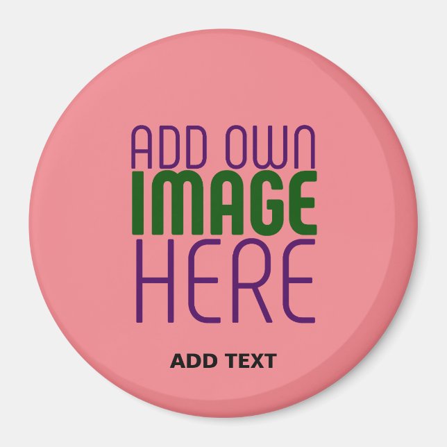 MODERN EDITABLE SALMON PINK IMAGE TEXT TEMPLATE MAGNET (Front)