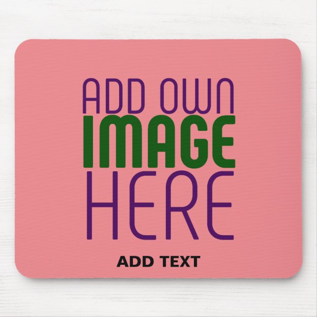 MODERN EDITABLE SALMON PINK IMAGE TEXT TEMPLATE MOUSE PAD (Front)