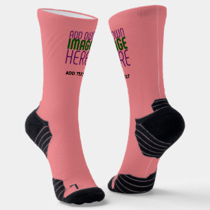 MODERN EDITABLE SALMON PINK IMAGE TEXT TEMPLATE SOCKS