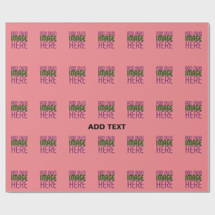 MODERN EDITABLE SALMON PINK IMAGE TEXT TEMPLATE WRAPPING PAPER
