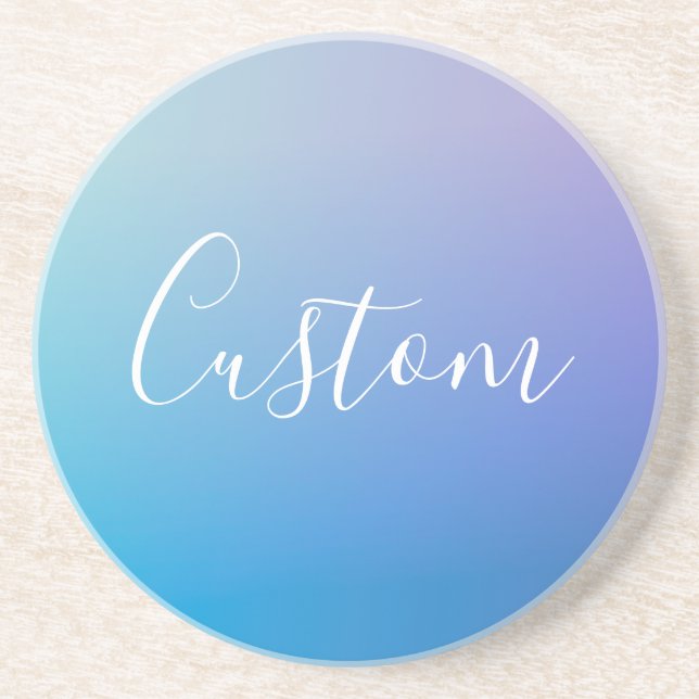 Modern Editable Script Writing | Colourful Ombre Coaster (Front)