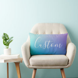 Modern Editable Script Writing   Colourful Ombre Lumbar Cushion