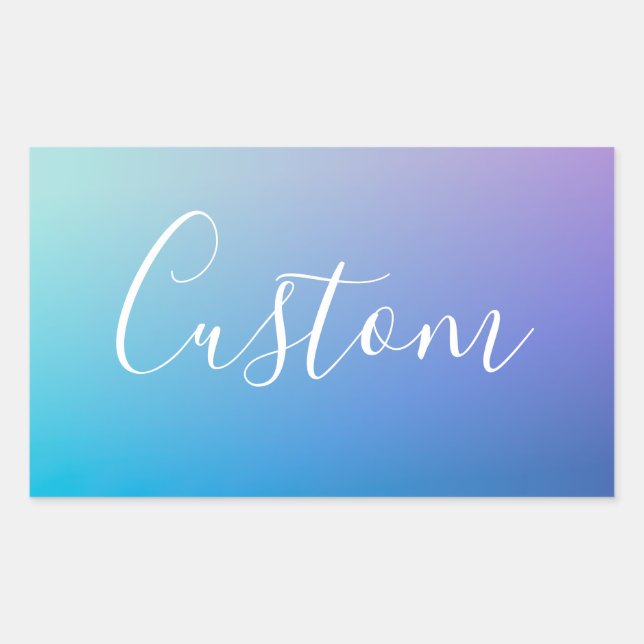 Modern Editable Script Writing | Colourful Ombre Rectangular Sticker (Front)