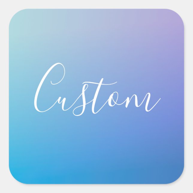 Modern Editable Script Writing | Colourful Ombre Square Sticker (Front)