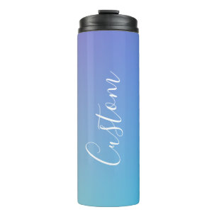 Modern Editable Script Writing   Colourful Ombre Thermal Tumbler