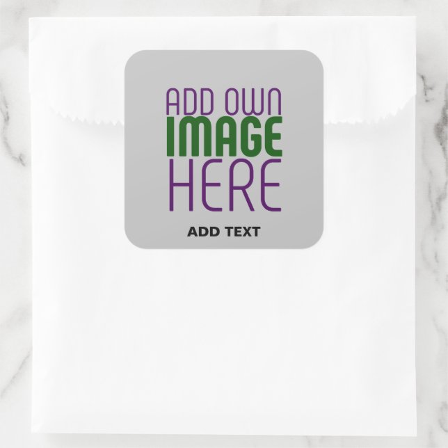 MODERN EDITABLE SIMPLE ASH IMAGE TEXT TEMPLATE BAG SQUARE STICKER (Bag)