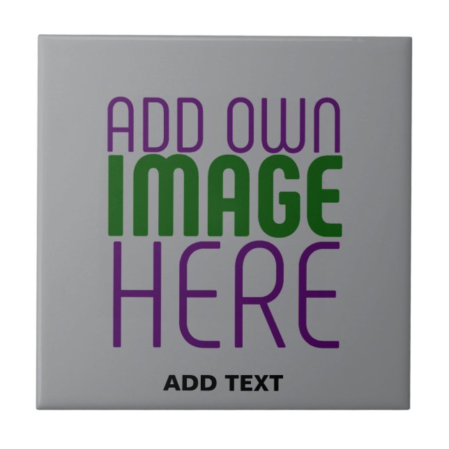  MODERN EDITABLE SIMPLE ASH IMAGE TEXT TEMPLATE CERAMIC TILE (Front)