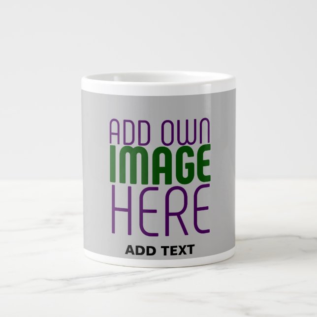 MODERN EDITABLE SIMPLE ASH IMAGE TEXT TEMPLATE LARGE COFFEE MUG (Front)