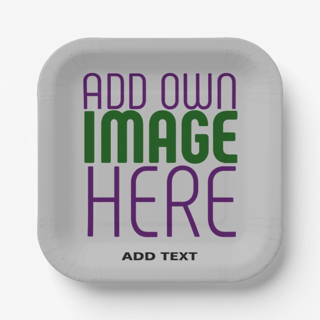 MODERN EDITABLE SIMPLE ASH IMAGE TEXT TEMPLATE PAPER PLATE (Front)