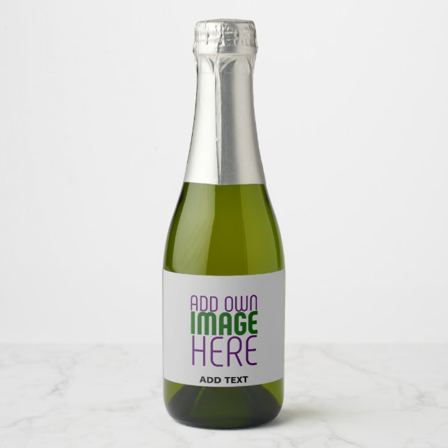 MODERN EDITABLE SIMPLE ASH IMAGE TEXT TEMPLATE SPARKLING WINE LABEL (Front)