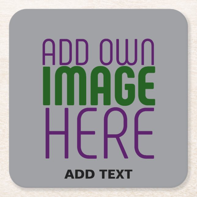 MODERN EDITABLE SIMPLE ASH IMAGE TEXT TEMPLATE SQUARE PAPER COASTER (Front)