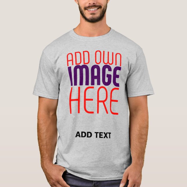 MODERN EDITABLE SIMPLE ASH IMAGE TEXT TEMPLATE T-Shirt (Front)
