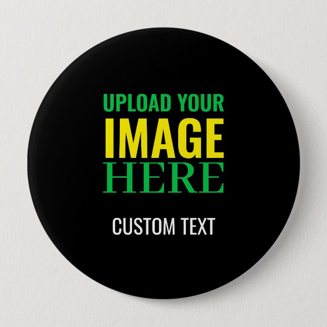 Modern Editable Simple Black Image and Text Design 10 Cm Round Badge (Front)