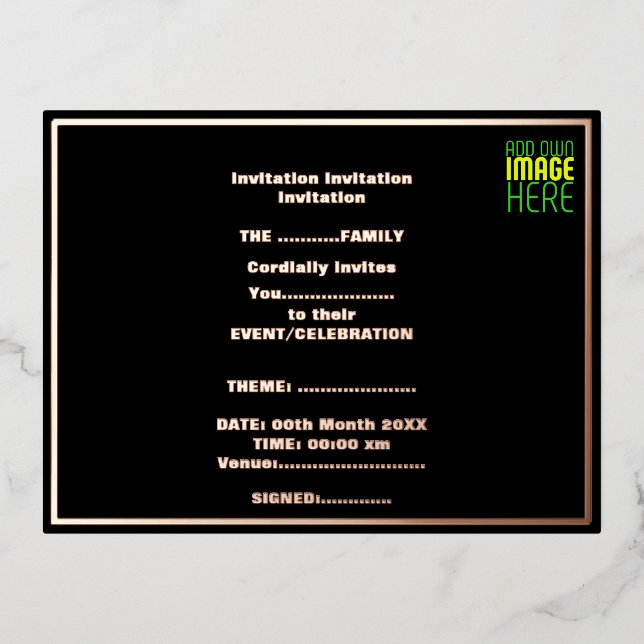 MODERN EDITABLE SIMPLE BLACK IMAGE TEXT TEMPLATE (Front)