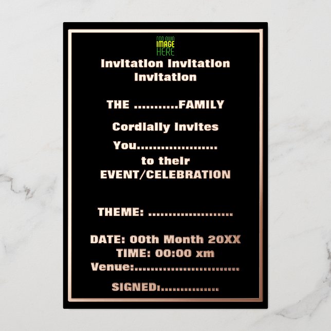 MODERN EDITABLE SIMPLE BLACK IMAGE TEXT TEMPLATE (Front)